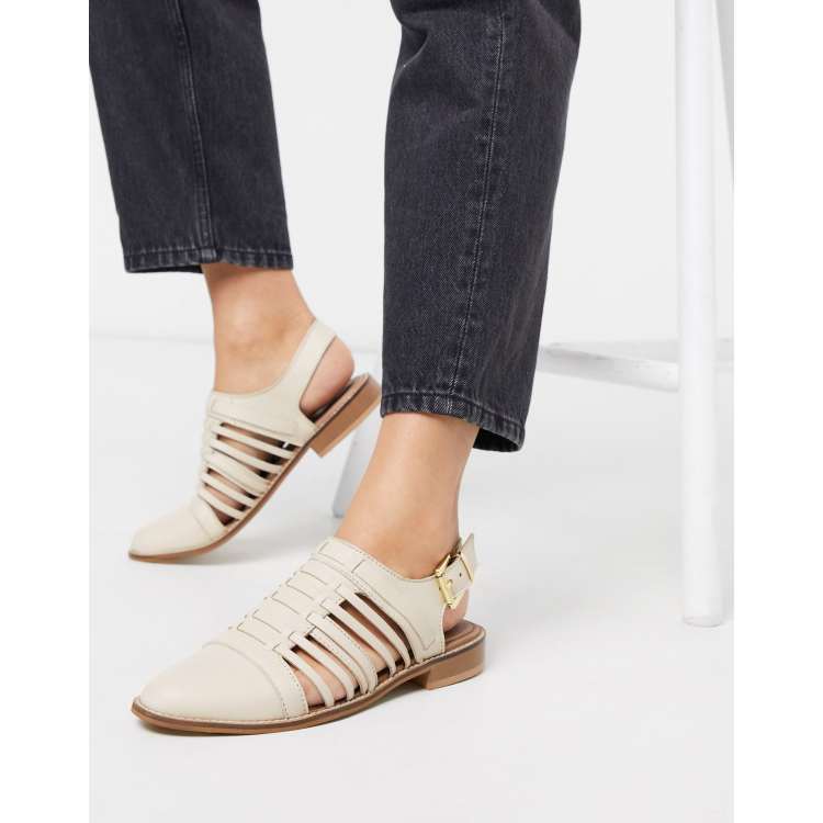 ASOS MONUMENT Leather Woven Flat Shoes