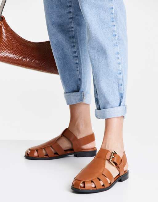 ASOS DESIGN – Monika – Jasnobrązowe płaskie buty w stylu rustykalnym