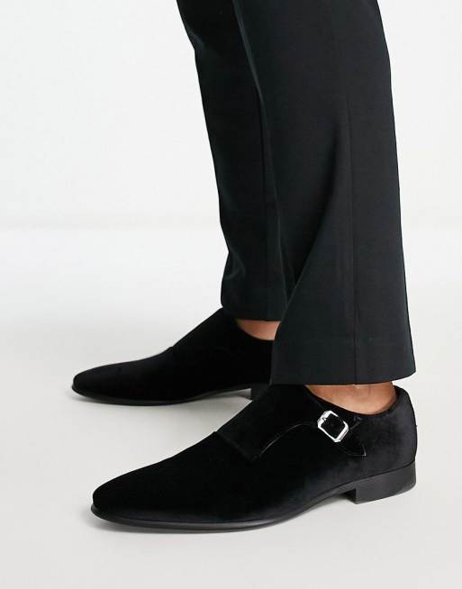 ASOS DESIGN Monk Schuh aus Samt in Schwarz