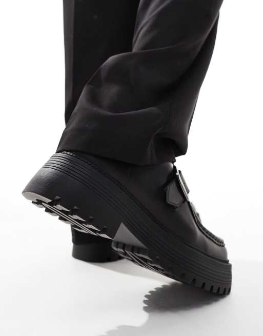ASOS DESIGN Monk Schuhe in Schwarz mit Schnalle und dicker Sohle ASOS