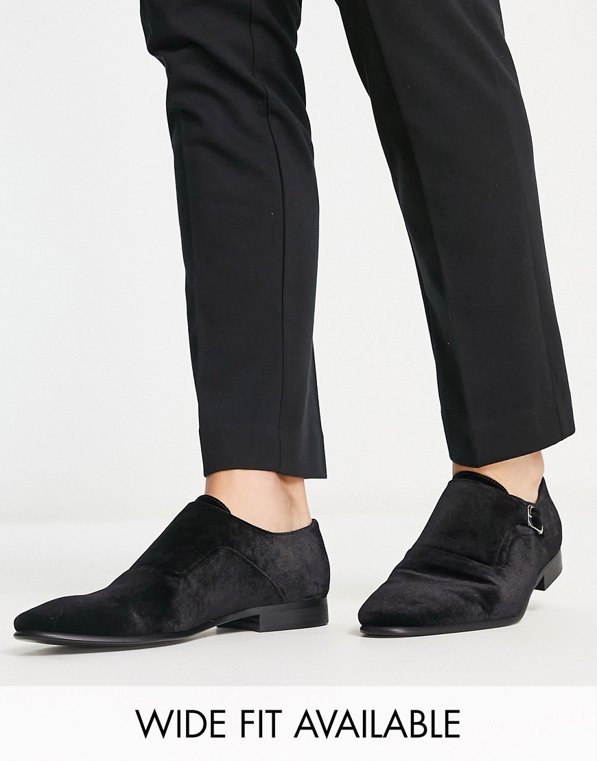 ASOS DESIGN monk shoe in black velvet
