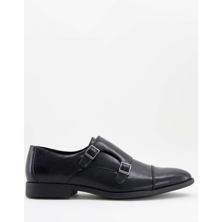  DESIGN monk shoes in black with suede leather emboss panel 13774538-2 main image 3