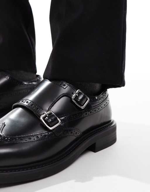 ASOS DESIGN monk shoes in black leather, 2 of 4