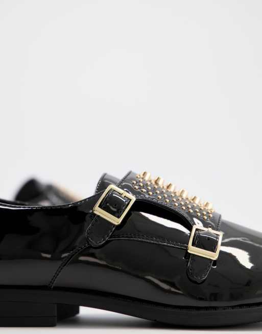 Black shoes hot sale with gold studs