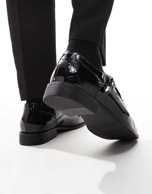 ASOS DESIGN monk shoes in black patent