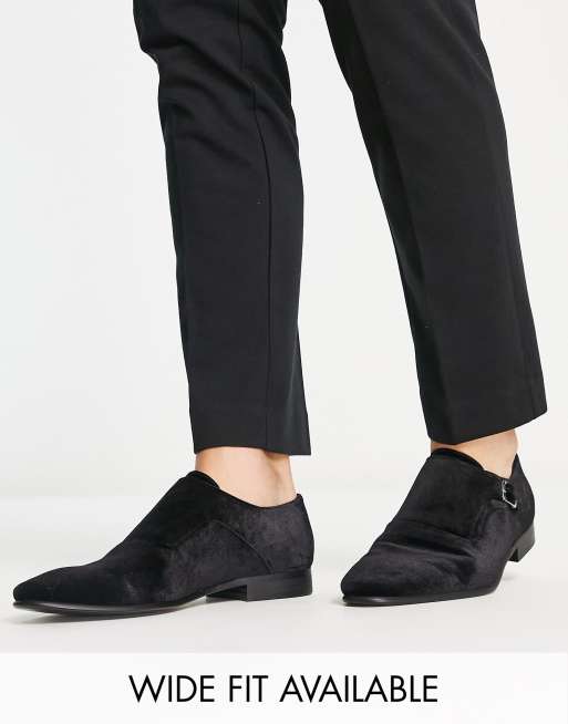 ASOS DESIGN monk shoes in black velvet