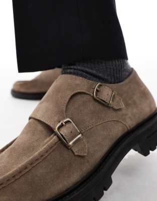 Asos Design Monk Shoes In Neutral