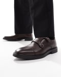 [ASOS DESIGN] ASOS DESIGN monk shoes in brown leather 43 BROWN