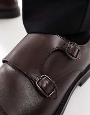 Asos Design Monk Shoes In Brown