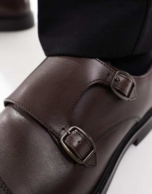 ASOS DESIGN monk shoes in brown leather, 2 of 4