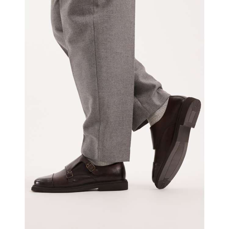 ASOS DESIGN monk shoes in brown leather | ASOS display picture 3