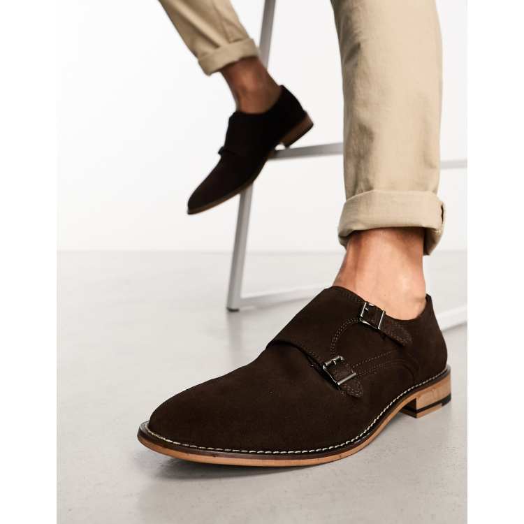 ASOS DESIGN loafers in brown faux suede with natural sole