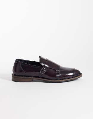 Asos Design Monk Shoes In Red