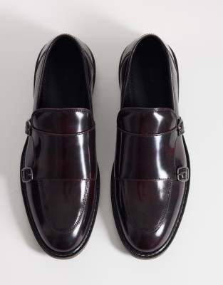 Asos Design Monk Shoes In Red