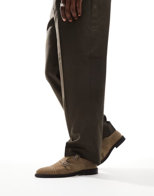 ASOS DESIGN monk shoes in stone suede, 3 of 4