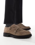 [ASOS DESIGN] ASOS DESIGN monk shoes in stone with cleated sole-Neutral 42 STONE