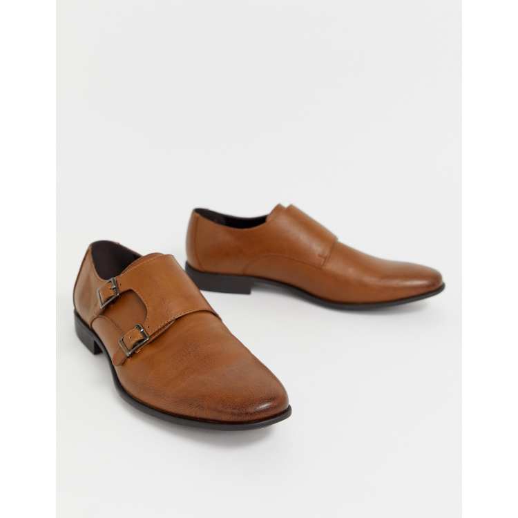 ASOS DESIGN monk shoes in tan faux leather | ASOS