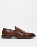 [ASOS DESIGN] ASOS DESIGN monk shoes in tan leather-Brown 42 BROWN