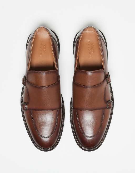 ASOS DESIGN monk shoes in tan leather