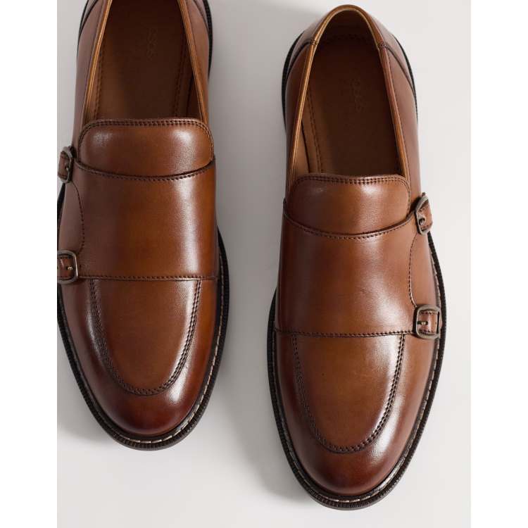 ASOS DESIGN monk shoes in tan leather | ASOS display picture 1