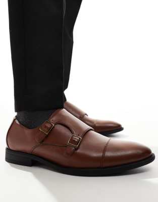 ASOS DESIGN monk shoes in tan-Brown