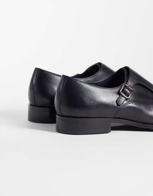 ASOS DESIGN monk shoes with buckled straps in black leather, 4 of 4