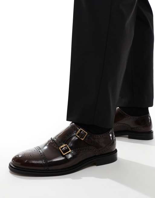 ASOS DESIGN Monkschuhe aus braunem Leder