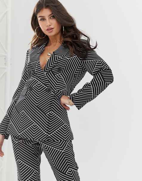 ASOS DESIGN mono geo suit blazer
