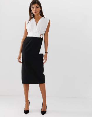 buckle wrap midi dress