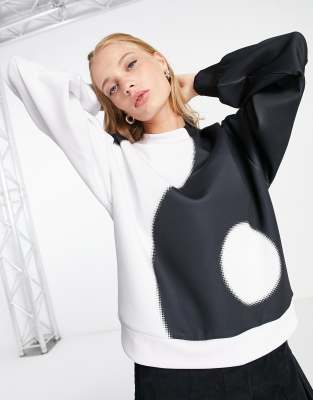 Asos Design Mono Yin Yang Graphic Scuba Sweatshirt-multi