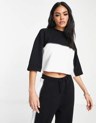 ASOS DESIGN monochrome color block boxy tee - part of a set-Multi