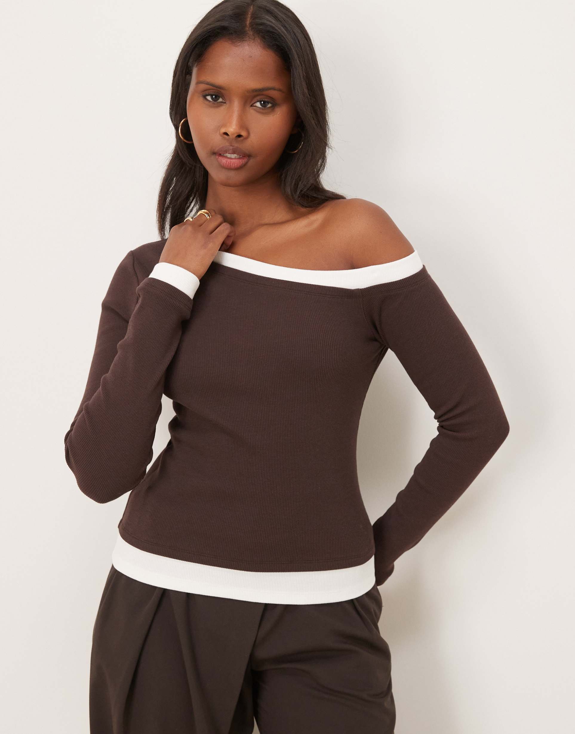 asos design monochrome double layer asymmetric top in gray heather