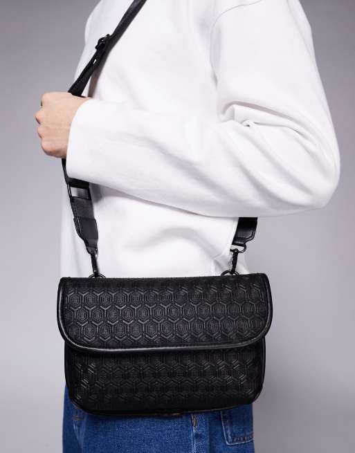 ASOS DESIGN monogram cross body bag in black