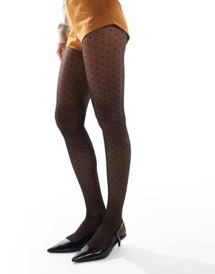 monogram dot tights in black