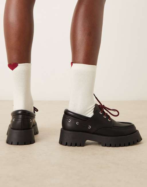 ASOS DESIGN - Monsoon - Bootschoenen met veters en dikke zool in zwart, 3 van 4