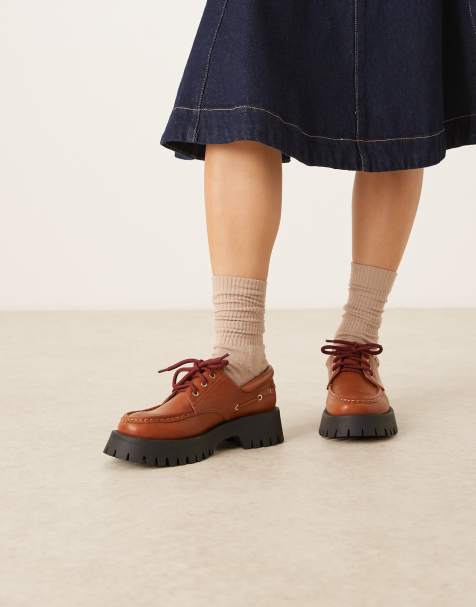 ASOS DESIGN Monsoon chunky lace up boat shoes in tan - view 1