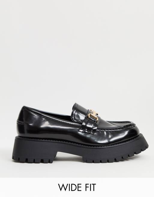 ASOS DESIGN – Monster – Svarta, grova loafers med bred passform