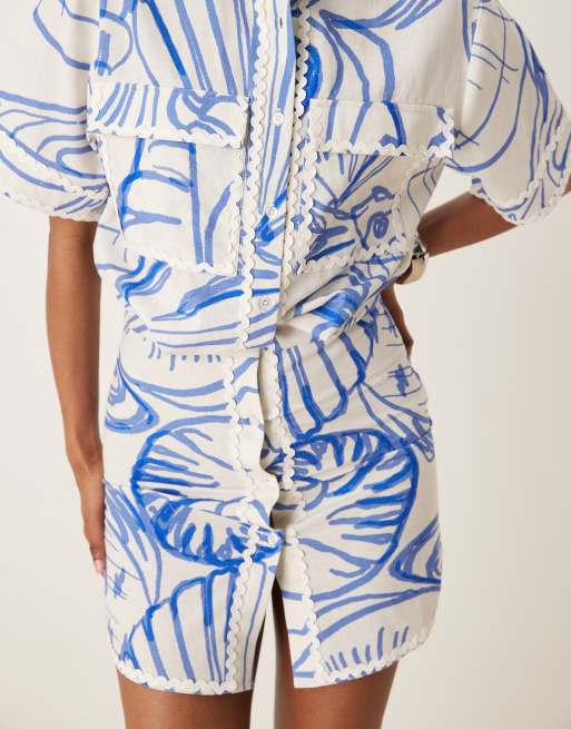 ASOS DESIGN – Mönstrad, kort skjortklänning med stora fickor, 3 av 4
