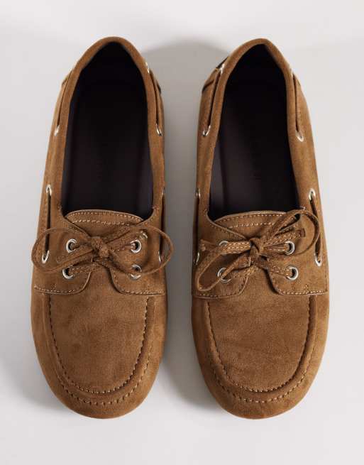 ASOS DESIGN Montague boat shoes in tan suedette, 3 of 4