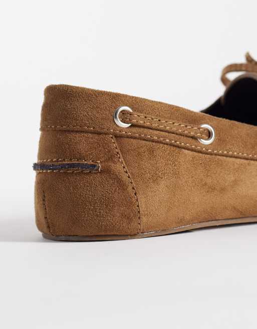 ASOS DESIGN Montague boat shoes in tan suedette, 4 of 4