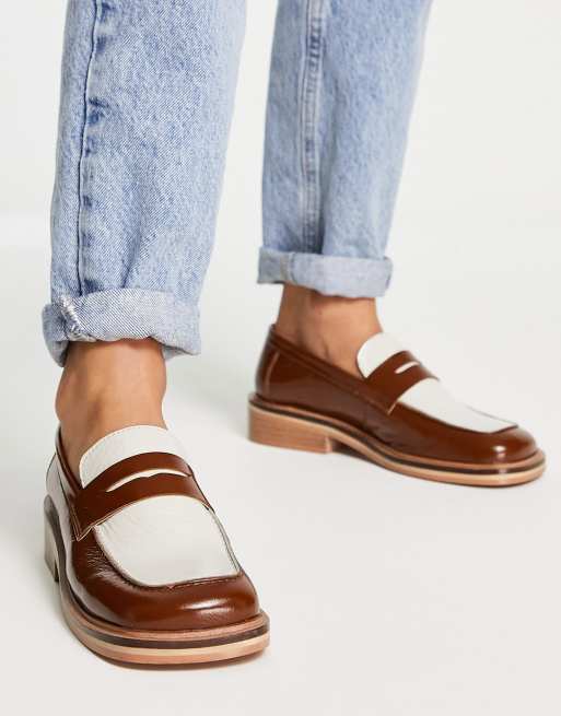 ASOS DESIGN – Monthly – Ljusbruna och blandfärgade loafers i läder, 3 av 4