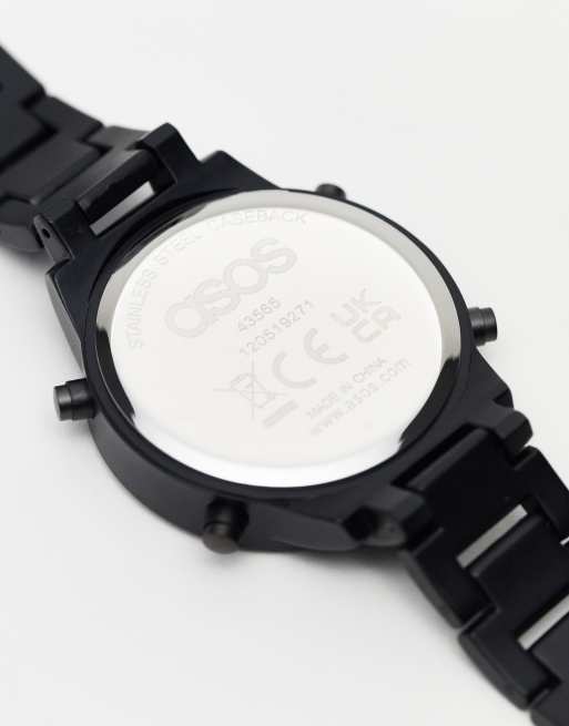 ASOS DESIGN Montre bracelet digitale Noir mat ASOS