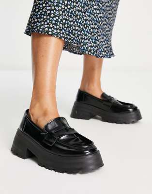 ASOS DESIGN - Moonlight - Loafer mit dicker Sohle in Schwarz