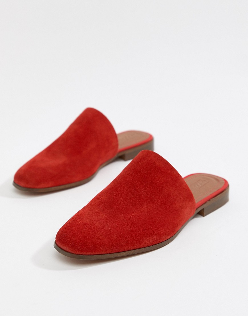 ASOS DESIGN Moonshine leather mules-Red
