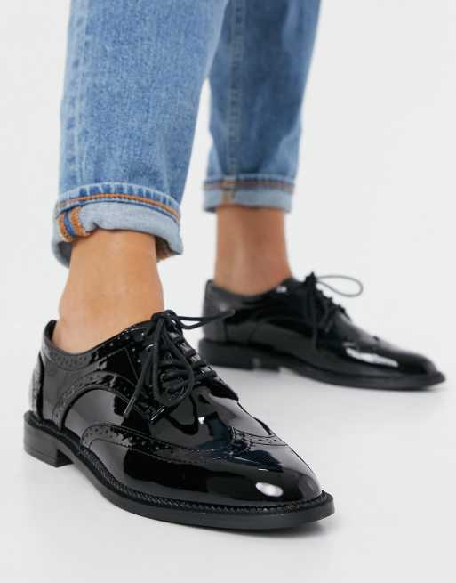 ASOS DESIGN More Chaussures plates lacets Noir ASOS