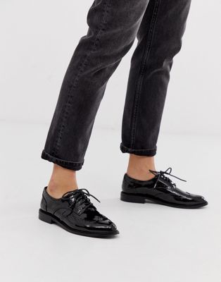 ASOS DESIGN More flat lace up shoes in black