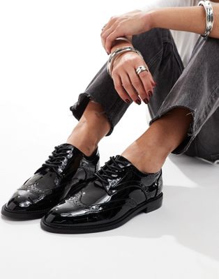 ASOS DESIGN More flat lace up shoes in black | ASOS