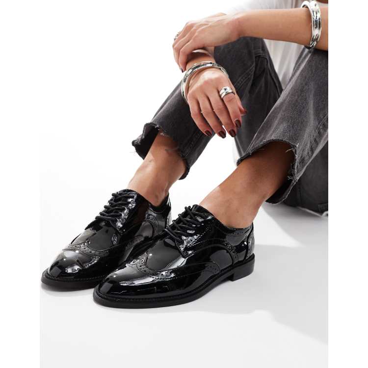 ASOS DESIGN More flat lace up shoes in black