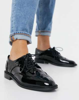 ASOS DESIGN MORE FLAT LACE UP SHOES IN BLACK,ASOS DESIGN B