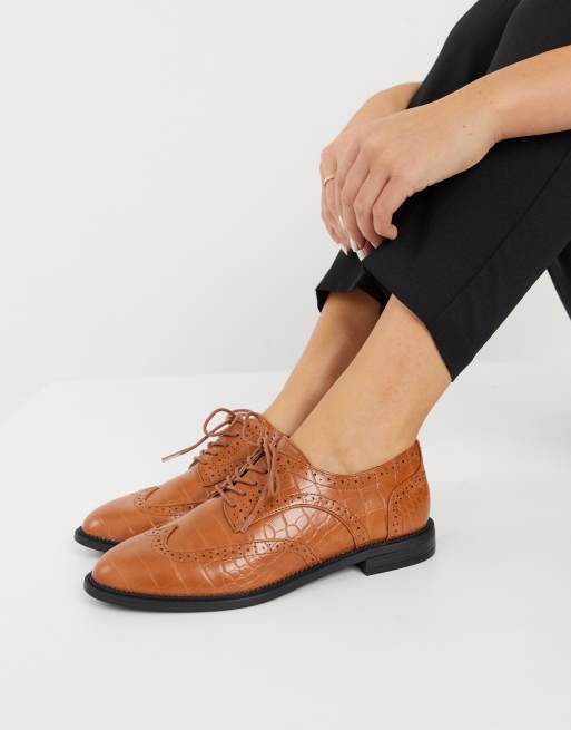 Asos design manic flat brogues online